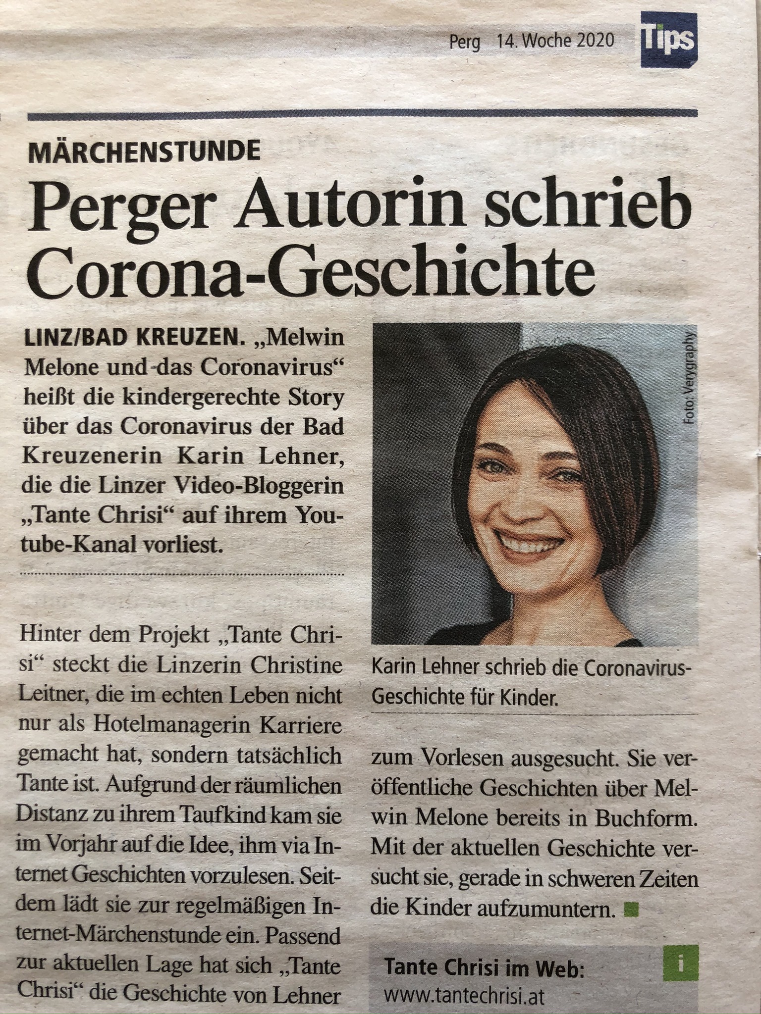 Pressebericht über Karin Lehners Corona-Geschichte für Kinder