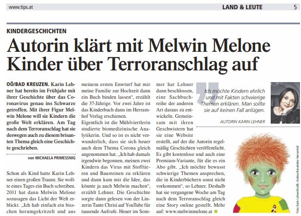 Bericht über Karin Lehners Kindergeschichte zur Erklärung des Terroranschlags in Wien