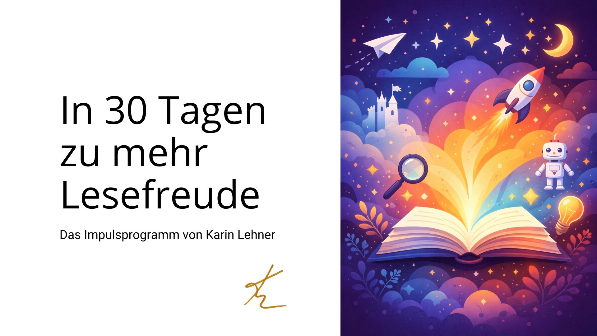 Startbild des Impulsprogramms „In 30 Tagen zu mehr Lesefreude“