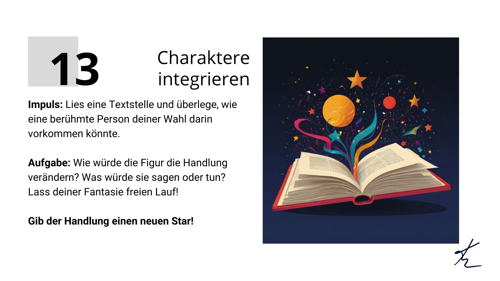 Leseimpuls 13 „Charaktere integrieren“ aus dem Programm „In 30 Tagen zu mehr Lesefreude“