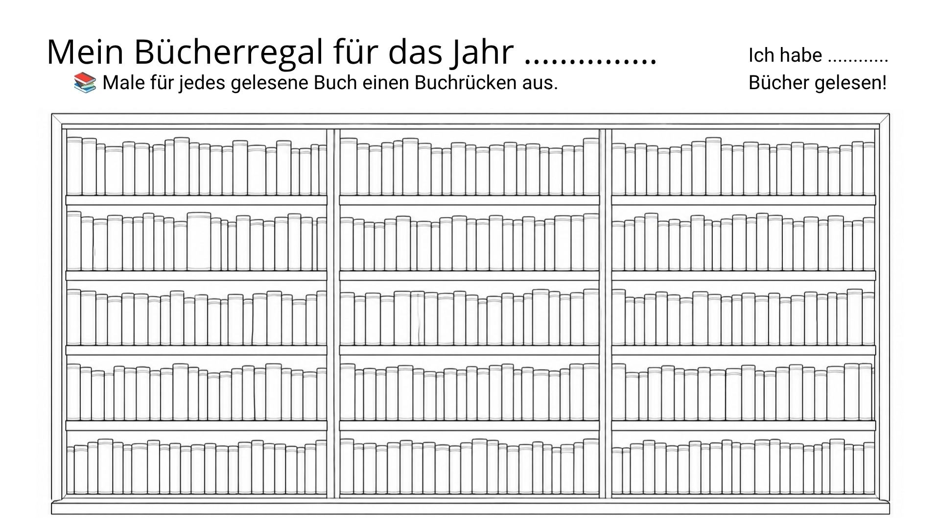Ausmalbares Bücherregal zum Festhalten gelesener Bücher
