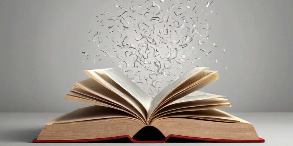 Offenes Buch als Symbol für den Welttag des Buches und die Bedeutung des Lesens.