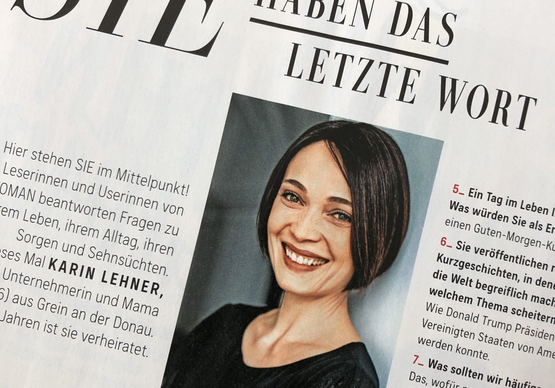 Interview mit Karin Lehner in WOMAN